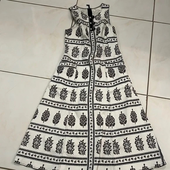 Anthropologie BOHO floral print A line midi  dress pockets zip back sz 6 small - Picture 2 of 6